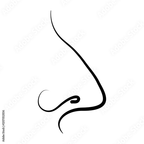 Black Line Art Nose Icon, n...