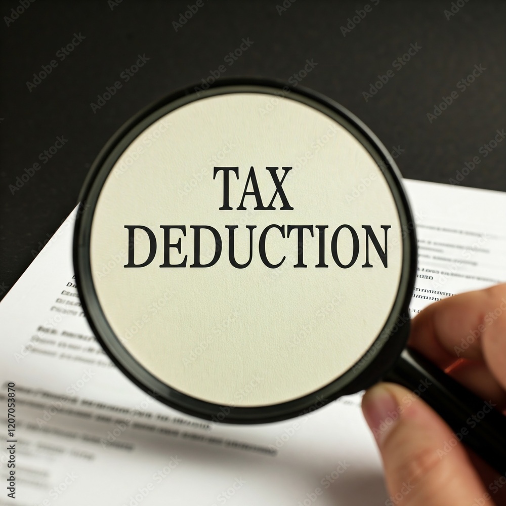 Fototapeta premium magnifying glass on the word tax deductions