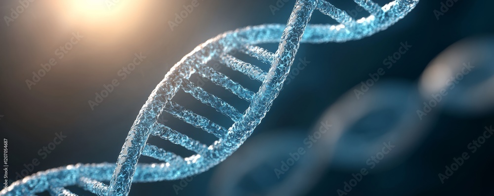 Crystalline DNA Helix 3D Render, Genetic Code Concept, Blue, Abstract, Science, Genome Genetic engineering, molecular biology Crystalline DNA Helix 3D Render, Genetic Code Concept, Blue, Abstract, Science, Genome Genetic engineering, molecular biology