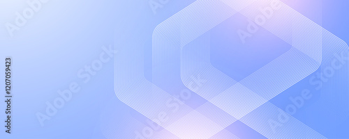 Digital futuristic technology concept with hexagons. Digital hexagonal blue abstract background. Geometric stripe line art design for poster, brochure, cover, banner, website, header