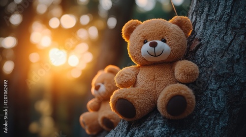 Wallpaper Mural Teddy bears sunset forest tree memory keepsake Torontodigital.ca