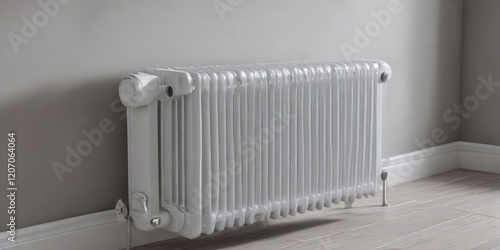 Wallpaper Mural A white radiator with a grey thermostat on it, white radiator, thermostat Torontodigital.ca