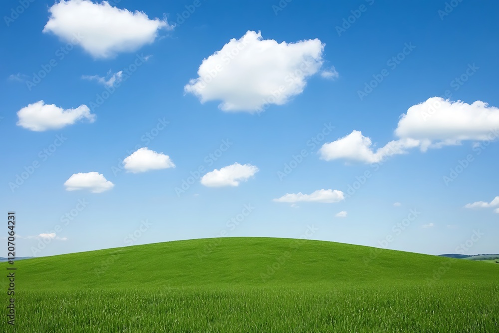 Serene Green Hills Under a Cloud-Studded Sky Serene Green Hills Under a Cloud-Studded Sky
