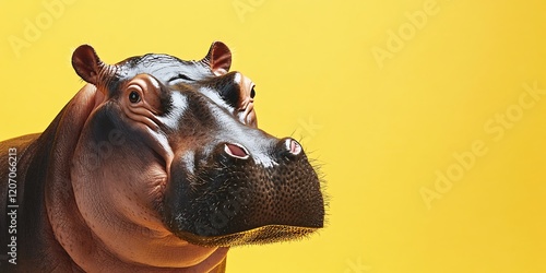 festive card featuring a cute baby hippo, wildlife banner art for World Wildlife Day, with a playful and colorful background photo