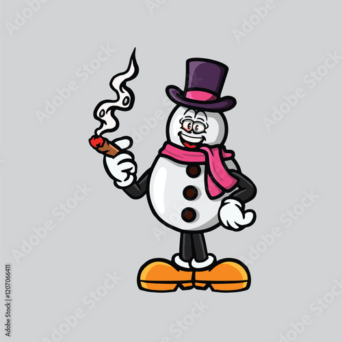 Wallpaper Mural snowman christmas smoking blunt and holding bag nug weed flower face high stoned Torontodigital.ca