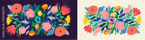 Beautiful flower collection of posters with roses, leaves, floral bouquets, flower compositions. Notebook covers