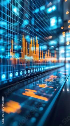 Abstract financial data visualization on screen.