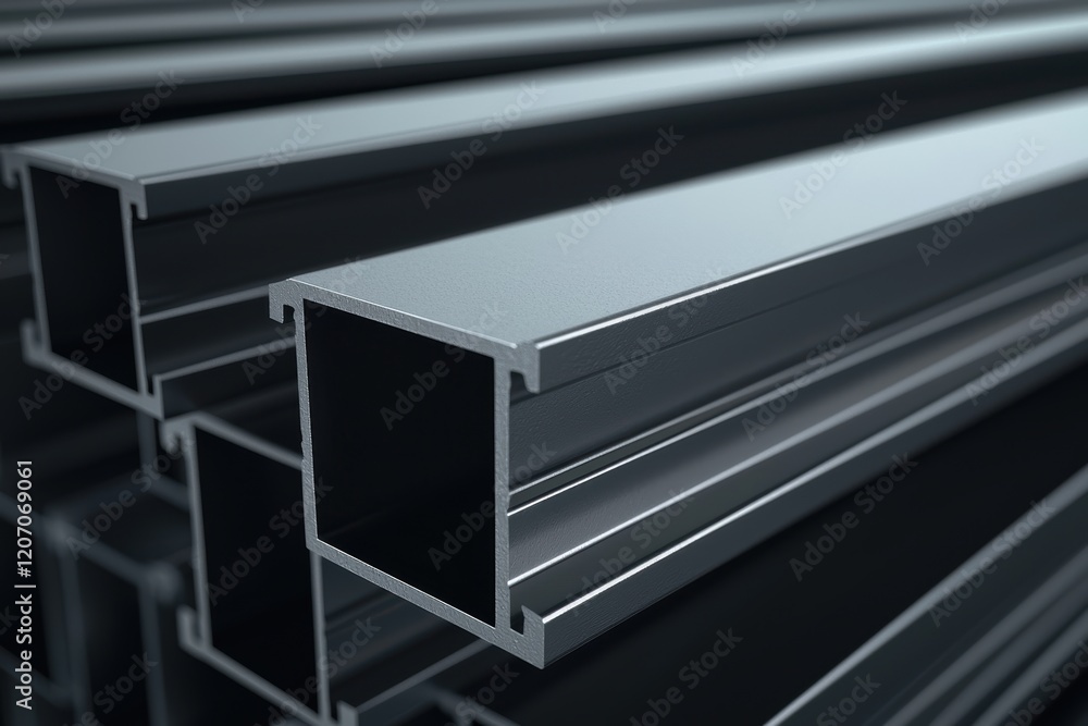 Obraz premium Manufacturing steel beams factory industrial components urban environment close-up view structural engineering