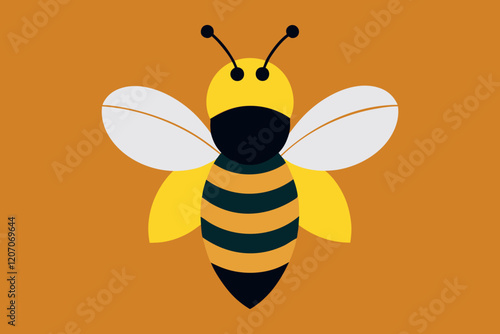 Cute honey bee. Bee with colorful wings. Vector illustration