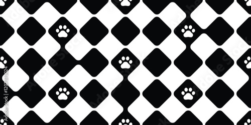 dog paw seamless pattern footprint Diamond shape Rhombus checked vector cat kitten puppy foot cartoon tile background gift wrapping paper repeat wallpaper doodle illustration design isolated