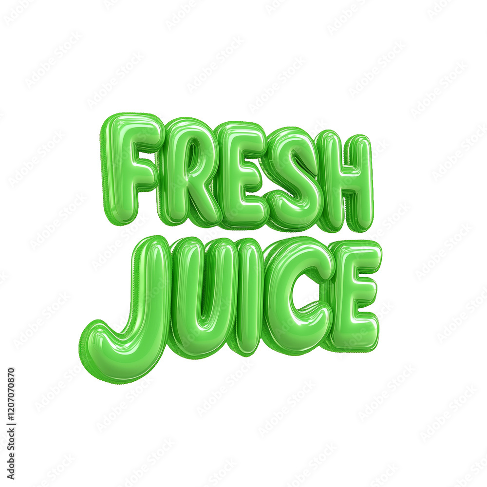 3D Transparent Word -FRESH JUICE- in Vibrant Green 3D Transparent Word -FRESH JUICE- in Vibrant Green