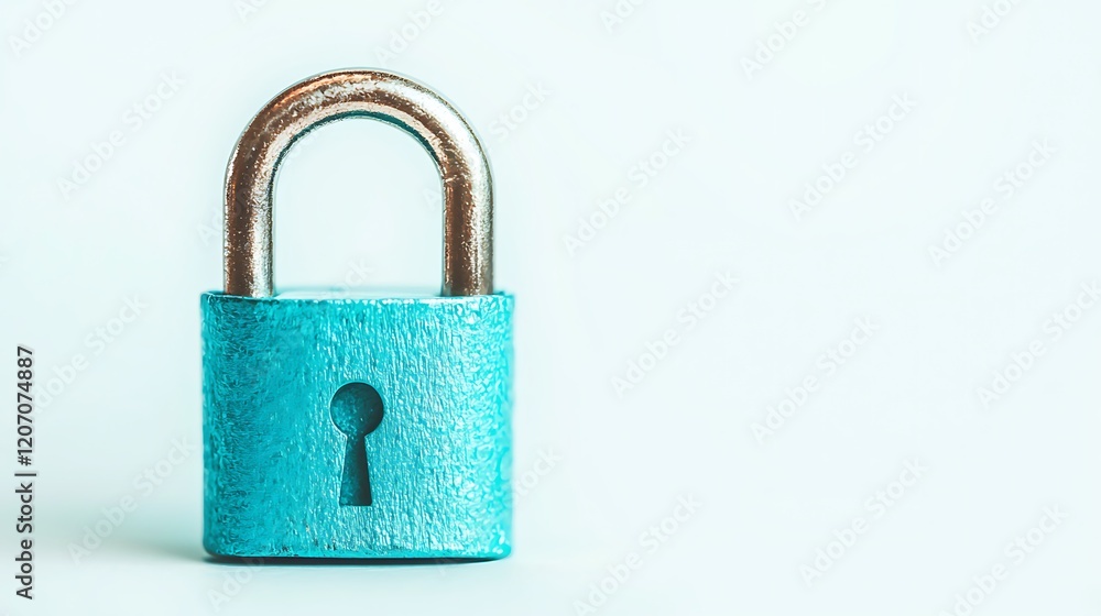 A bright blue padlock stands prominently against a light backdrop, symbolizing security and protection. A bright blue padlock stands prominently against a light backdrop, symbolizing security and protection.