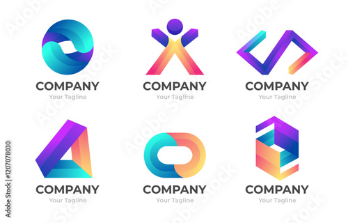 Abstract Dimensional Logo Set