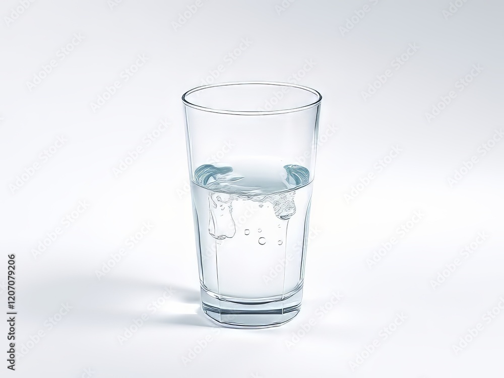 Vibrant Glass of Water - Flat Vector Illustration Vibrant Glass of Water - Flat Vector Illustration