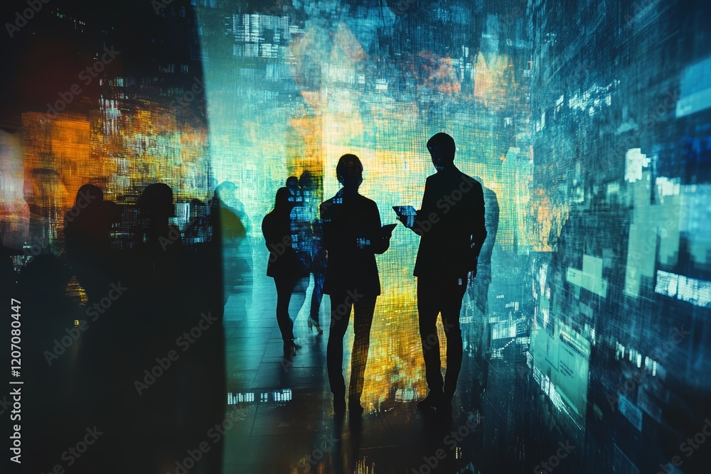 Abstract Business Meeting in a Futuristic Digital Environment Abstract Business Meeting in a Futuristic Digital Environment