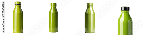 Reusable green metal water bottle made of durable stainless steel for eco friendly adventures and a sustainable lifestyle  Insulated leak proof and BPA free design photo