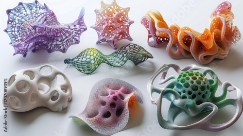 Set of abstract organic shapes, shells, biological structures