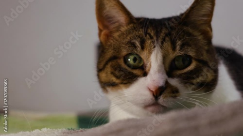 A Curious Cat is Gazing Intently at Its Surroundings with an Air of Mystique and Wonder