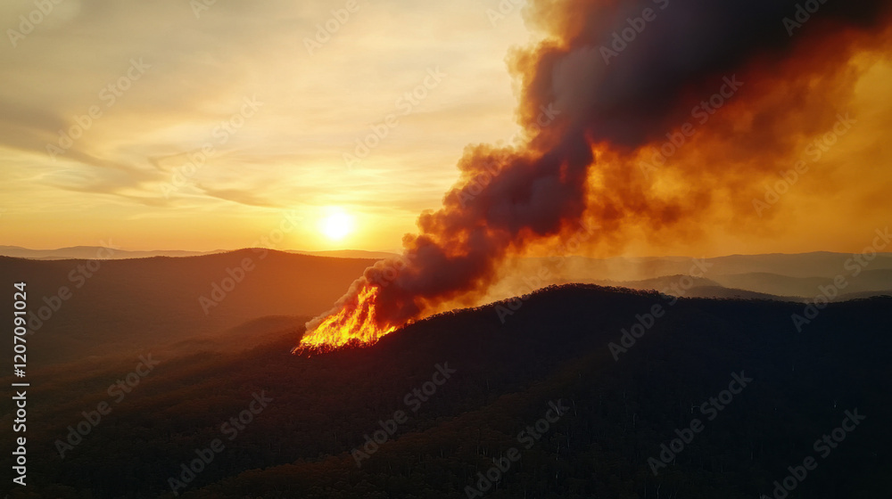 Fototapeta premium bushfire, disaster, forest, smoke