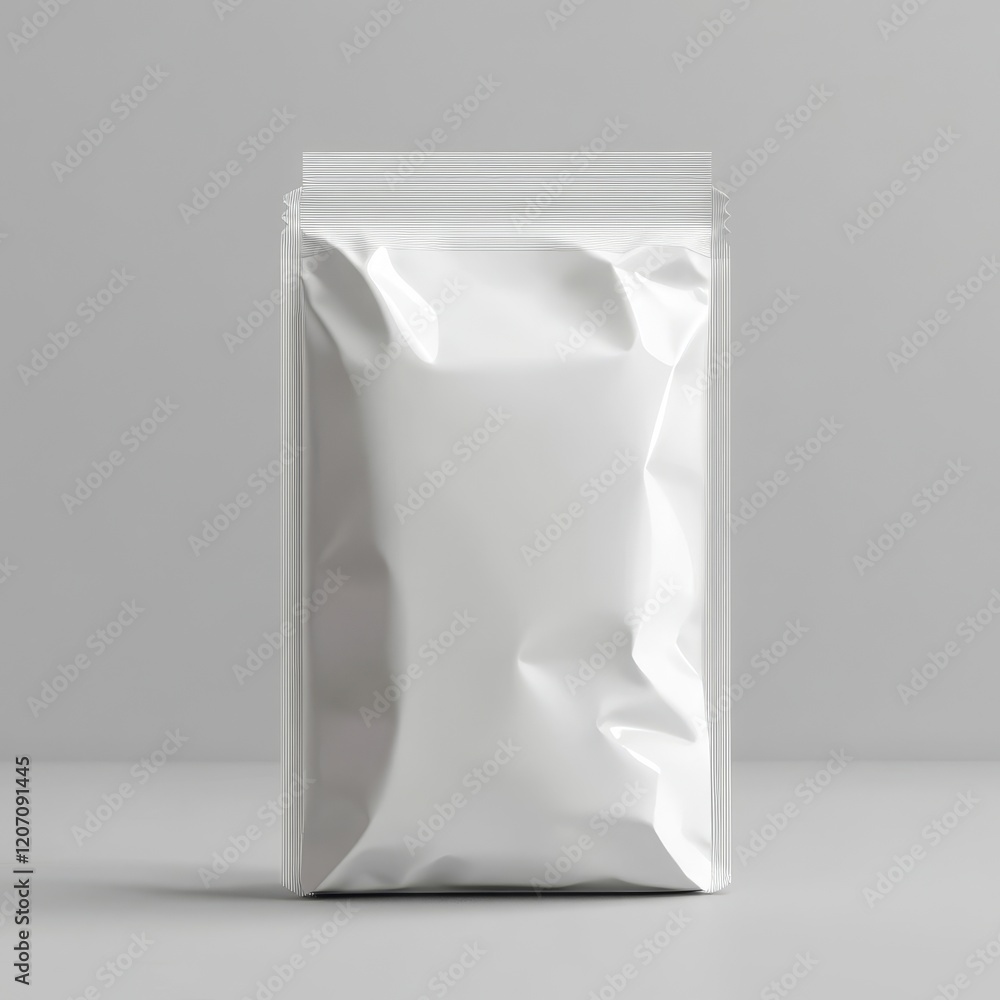 White resealable stand-up pouch bag mockup. White resealable stand-up pouch bag mockup.