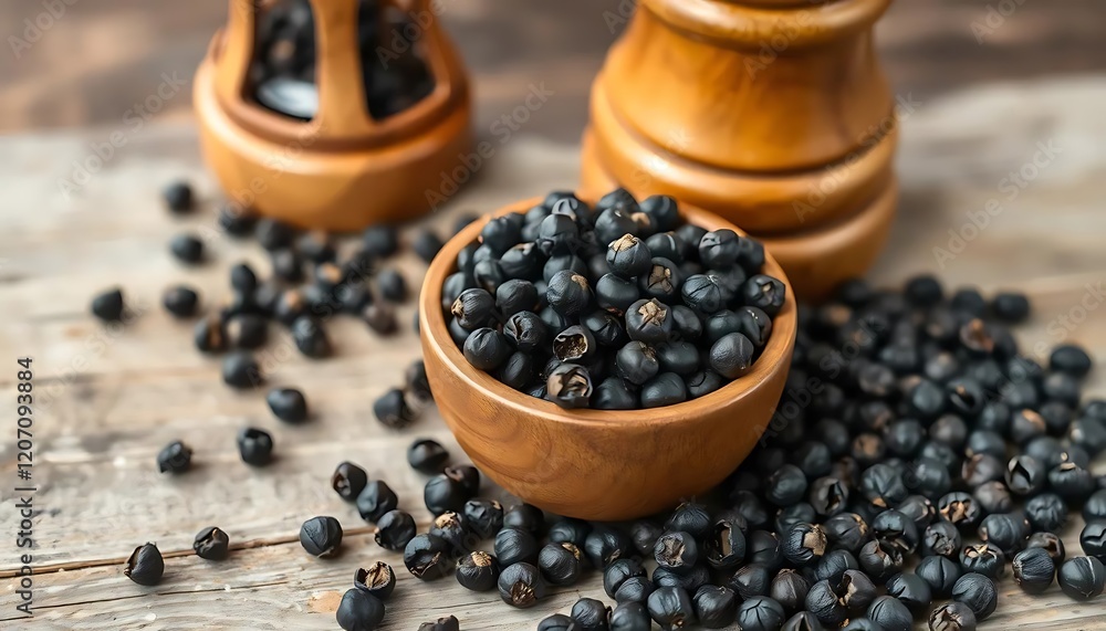 Organic Black Seeds in Wooden Bowl Healthy Food Organic Black Seeds in Wooden Bowl Healthy Food