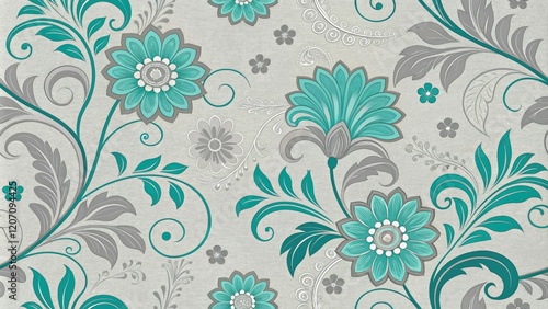 Abstract Grey Teal Artistic Background Seamless Pattern, grey teal ink, artistic design, seamless pattern