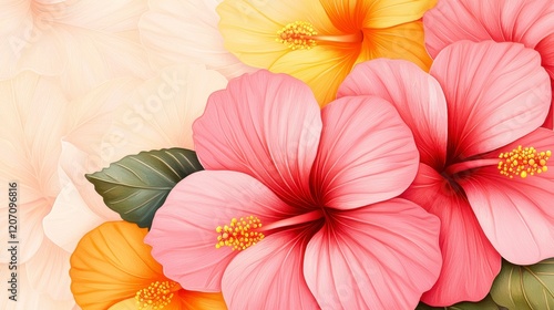 Wallpaper Mural Vibrant Hibiscus Flowers in Vivid Colors for Nature Enthusiasts Torontodigital.ca