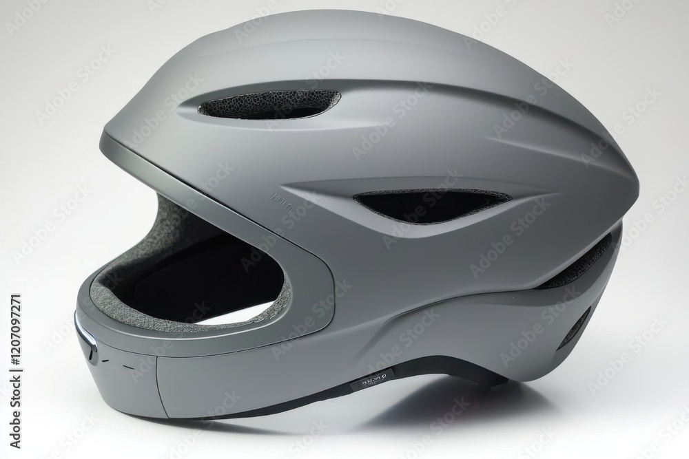Fototapeta premium Urban commuter helmet in matte gray designed for safety and style during daily rides in the city