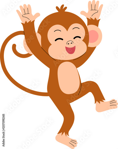 playful little monkey dancing illustration
