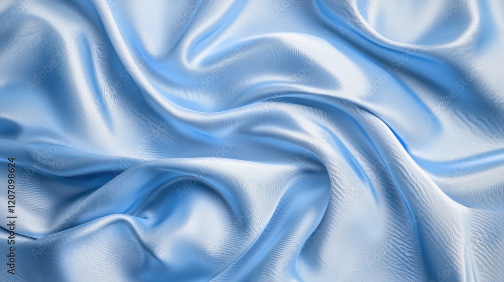Fototapeta premium Light blue silk fabric drapes in flowing folds