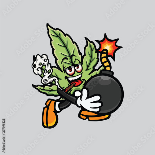 leaf weed smoking blunt and holding bag nug weed flower face high stoned