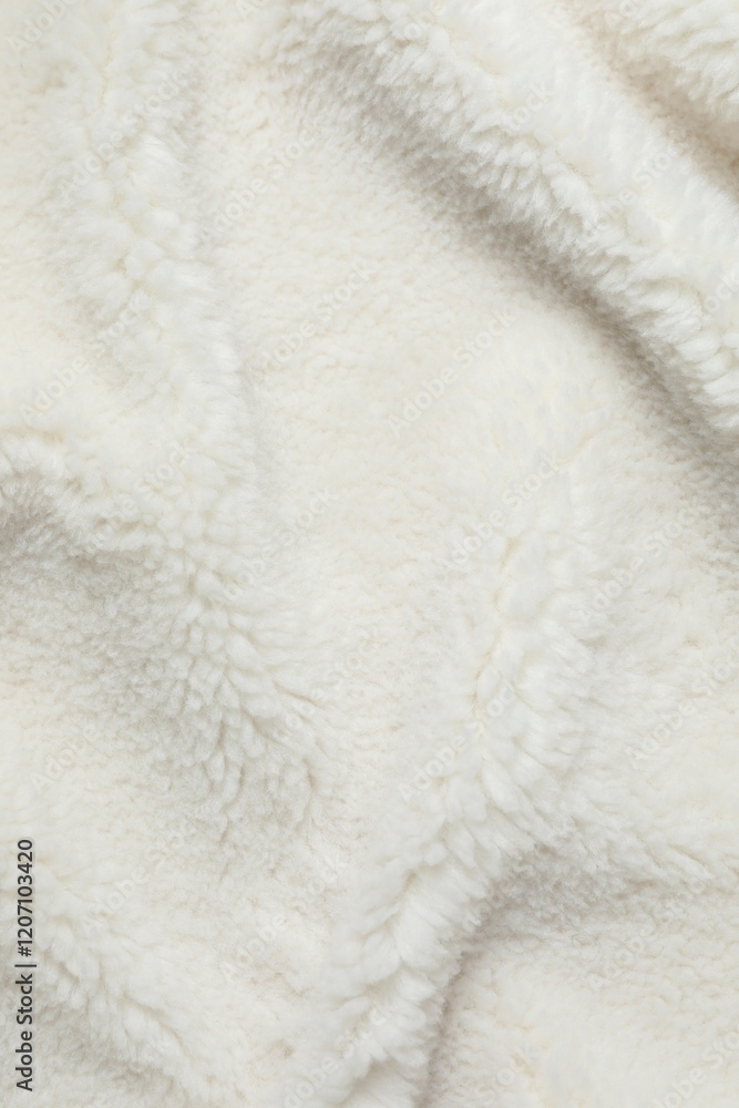 White cuddle teddy bear fabric as background, top view White cuddle teddy bear fabric as background, top view