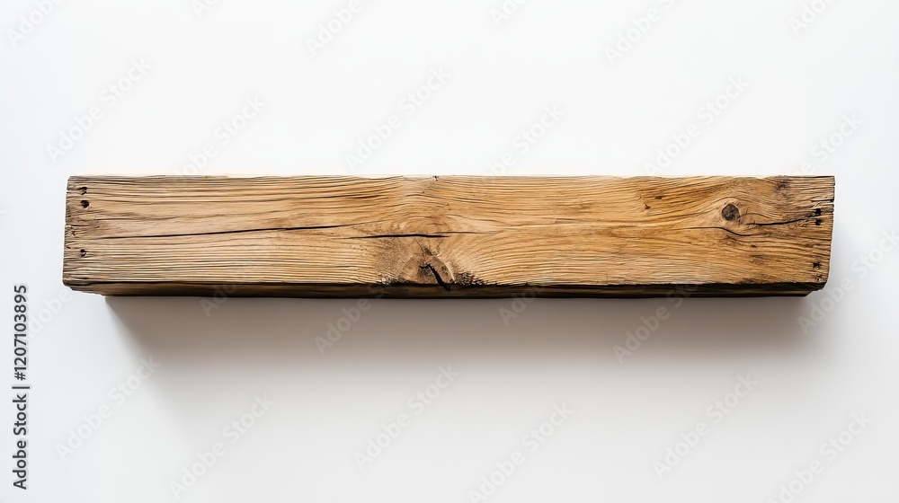 Solitary wooden beam against a white backdrop. Timber plank. Solitary wooden beam against a white backdrop. Timber plank.