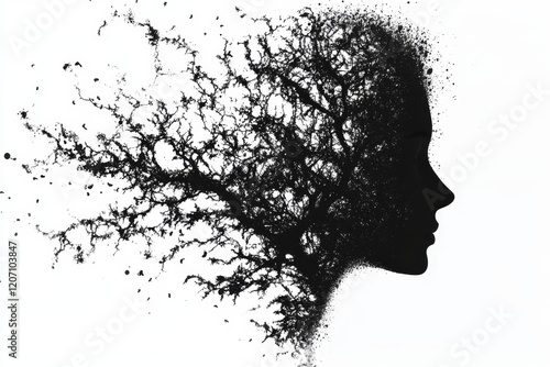 Abstract Silhouette of Woman Representing Machine Learning Concepts