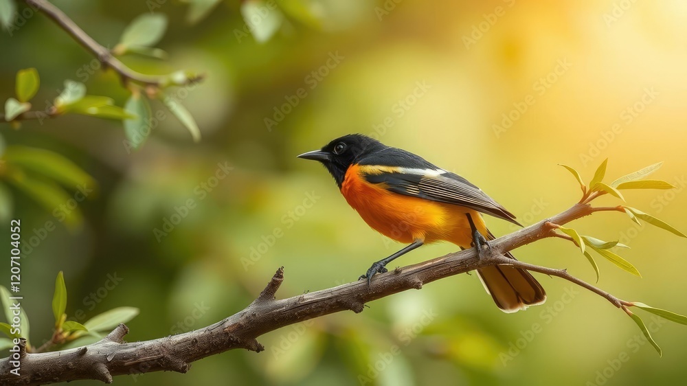 bullocks oriole perched on small tree branch, wildlife, small animal, greenery bullocks oriole perched on small tree branch, wildlife, small animal, greenery