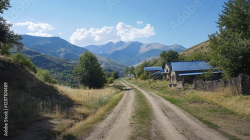 Stunning summer alpine scenery in the Qusar district of Azerbaijan, featuring Mount Shahdagh. photo