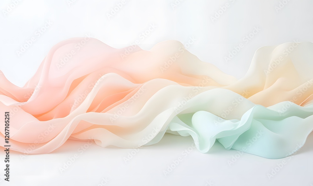 Photorealistic draped pastel fabric side view with shape,generation AI Photorealistic draped pastel fabric side view with shape,generation AI