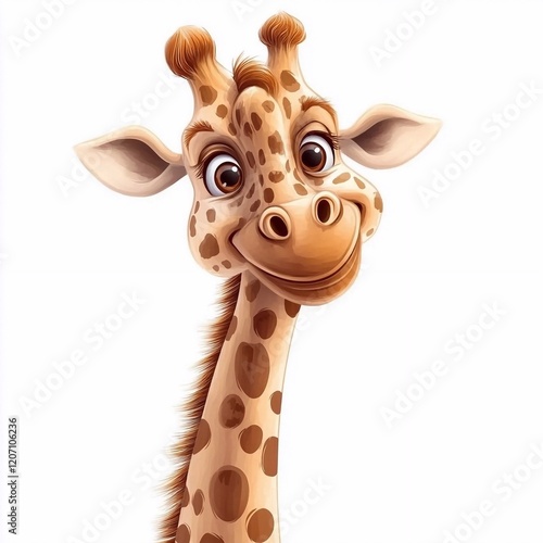 Wallpaper Mural Cartoon funny illustration of Giraffe on white background Torontodigital.ca