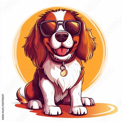 Wallpaper Mural Funny cute illustration of a dog wearing sunglasses. Print, mascot with dog Torontodigital.ca