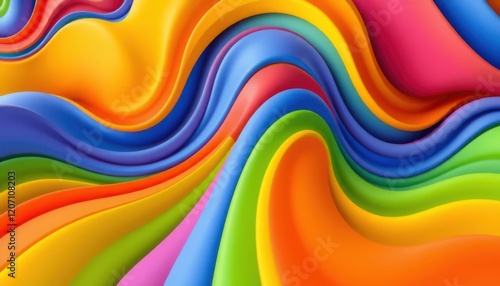 A colorful, rainbow-colored wave of paint