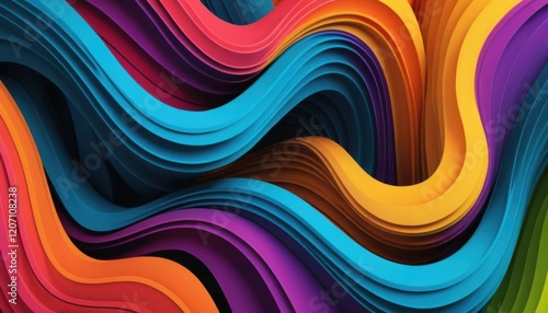 A colorful, abstract painting with a rainbow of colors