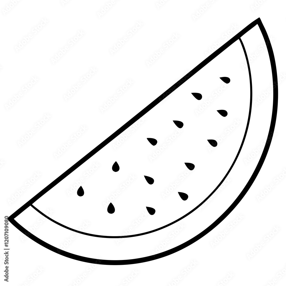 Minimal Melon Slice Line Art Vector Minimal Melon Slice Line Art Vector