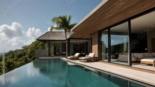 Wallpaper Mural Tropical Hillside Villa: Luxurious Infinity Pool with Ocean View Paradise
 Torontodigital.ca