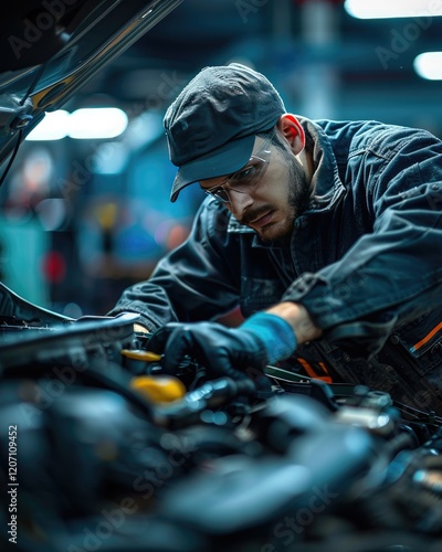 Background of construction worker with handyman work wearing safety uniform Generate AI photo