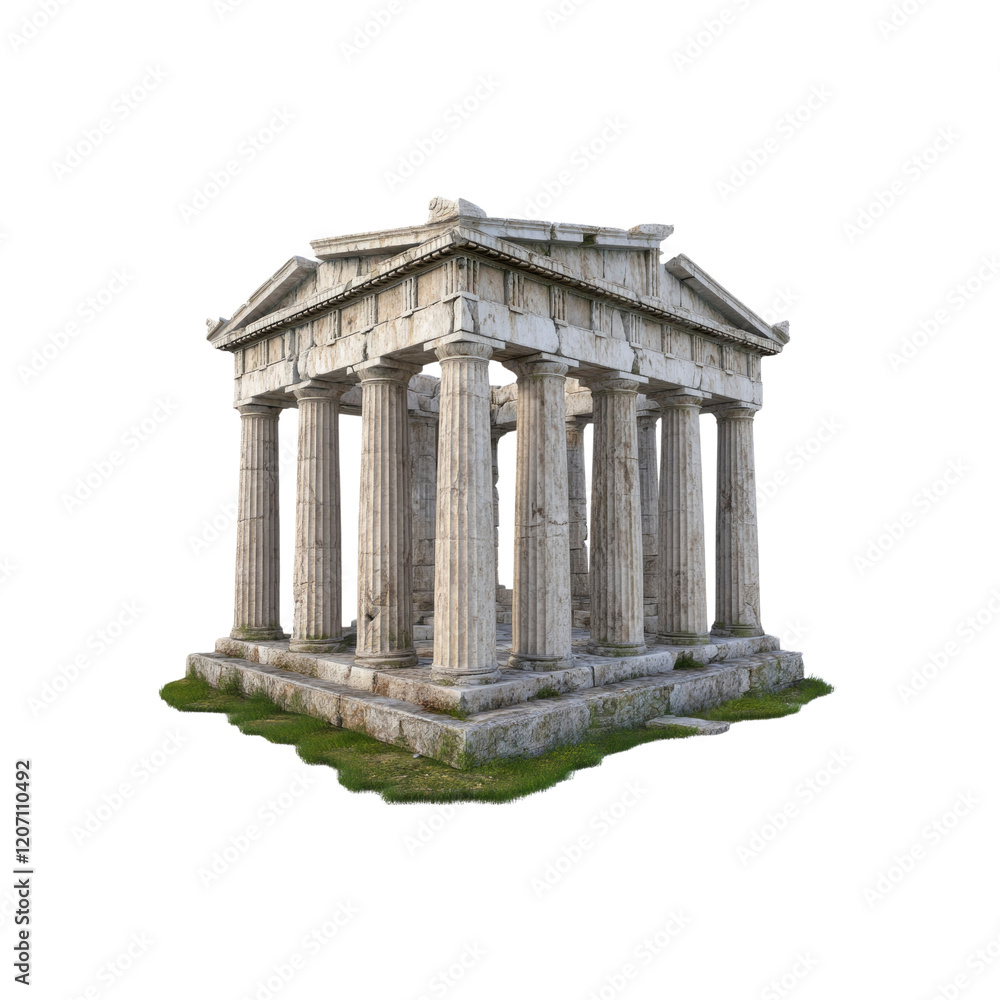 Fototapeta premium Ancient Greek Temple, Architectural Ruins, Peristyle Temple, 3D Render