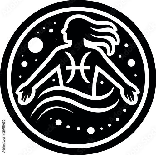 Aquarius Zodiac Sign Vector Silhouette Design

