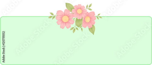 Floral Design with Pink Flowers on Green Background