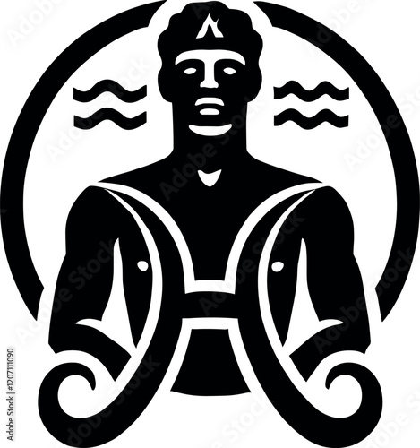 Aquarius Zodiac Sign Vector Silhouette Design

