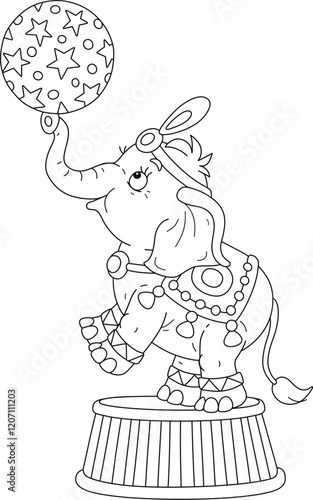 Funny elephant balancing on...