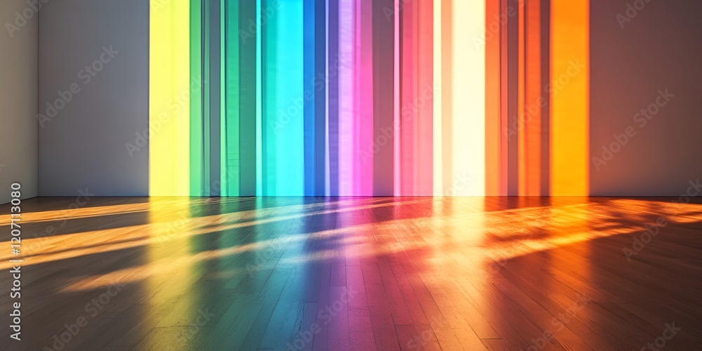Large Wall with Colorful Stripes and Top Lighting Large Wall with Colorful Stripes and Top Lighting